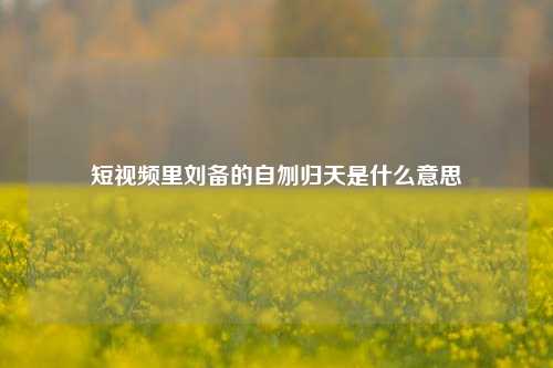 短视频里刘备的自刎归天是什么意思-第2张图片-知识问答百科网